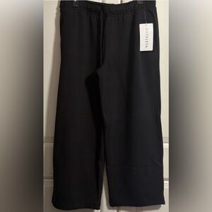 ATHLETA Terry Mid Rise Pant, Black Thick Wide Sweatpants~MP~NWT